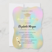 グラッドキャップ、ワイングラス星ホログラフィック卒業 招待状 (正面)