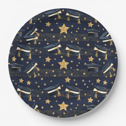 グラッドグロー：キャップ、スター&お祝い! ペーパープレート (正面)