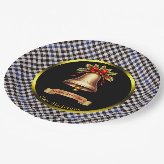 グラッドストーンタータンチェックパーソナライズされたクリスマス ペーパープレート (アングル)