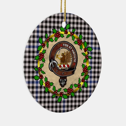 グラッドストーンバッジ&タータンチェックパーソナライズされたクリスマス セラミックオーナメント (右)