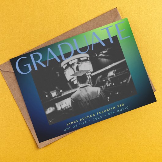 グラッドフォトグリーンカスタムブルーグラデーション大学 案内状