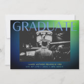 グラッドフォトグリーンカスタムブルーグラデーション大学 案内状 (正面)