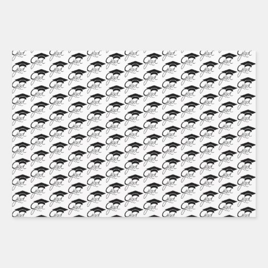 グラッドブラックエレガントの卒業キャップスクリプト ラッピングペーパーシート (正面)