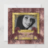 グラッド ローズゴールド ヴィンテージ ホース ウエスタン インビテ 招待状 (正面)