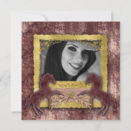 グラッド ローズゴールド ヴィンテージ ホース ウエスタン インヴィテ 招待状