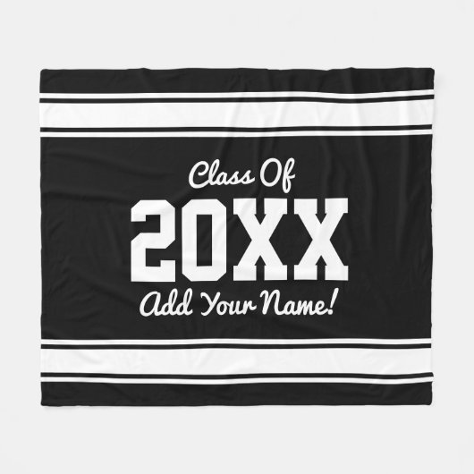 グラッパーソナライズされたドイヤーストライプズ黒フリースブランケ フリースブランケット (正面(横))