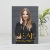 グラッモダンドイエロータイポグラフィ2写真卒業 案内状 (スタンド正面)