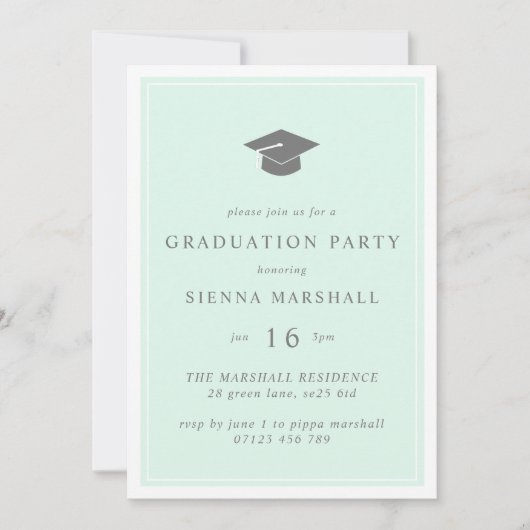 グラッモダンドキャップとフレーム造幣卒業 招待状 (正面)