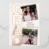 グラッモダンドパーティー3フォトバラ金ゴールド 箔招待状 (正面)