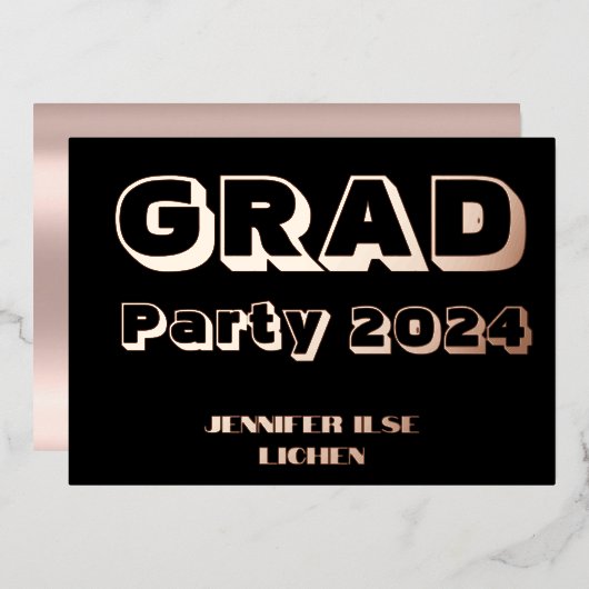 グラッモダンドパーティー 箔招待状 (正面/裏面)