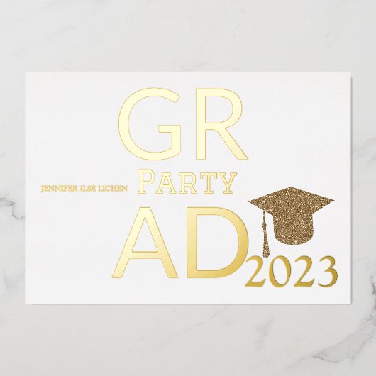 グラッモダンドパーティー 箔招待状 (正面)