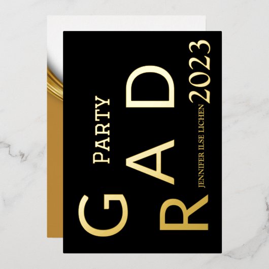 グラッモダンドパーティー 箔招待状 (正面/裏面)