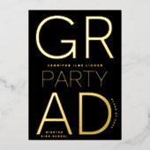 グラッモダンドパーティー | 2024年クラスの金ゴールドが押された 箔招待状 (正面)