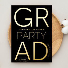 グラッモダンドパーティー | 2024年クラスの金ゴールドが押された 箔招待状