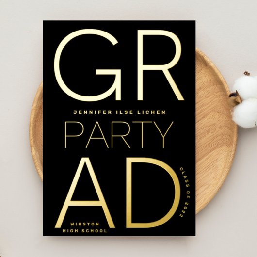 グラッモダンドパーティー | 2024年クラスの金ゴールドが押された 箔招待状