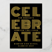 グラッモダンドパーティー | 2024年クラスの金ゴールドが押された 箔招待状 (正面)