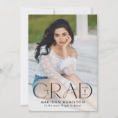 グラッモダンドブラックタイポグラフィ2写真卒業 案内状 (正面)