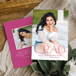 グラッモダンドマゼンタタイポグラフィ2写真卒業 案内状