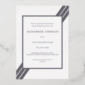 グラッモダンド写真グレーと金ゴールド 箔招待状 (裏面)