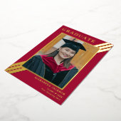 グラッモダンド写真ブルゴーニュ赤金ゴールド 箔招待状 (回転した状態)