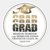 グラッモダンド黒金ゴールド勾配差出人住所 ラウンドシール (正面)