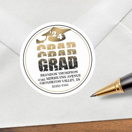 グラッモダンド黒金ゴールド勾配差出人住所 ラウンドシール