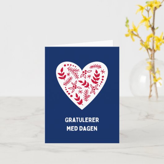 グラテラー・メド・ダーゲン、ノルウェー誕生日 カード (黄色い花)