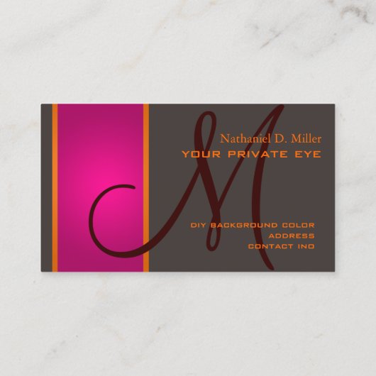 グラディアント暗い赤紫色+オレンジモノグラムDIY背景 名刺 (裏面)