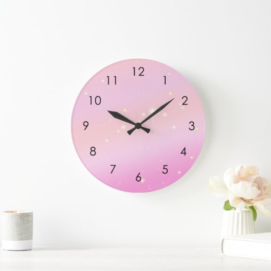 グラディエガーリーントグラムシテリアグリッターパステルピンク ラージ壁時計 (ホーム)