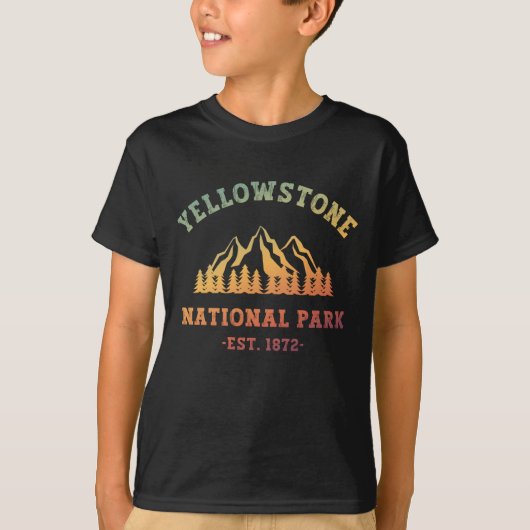 グラディエントイエローストーン国立公園ハイキング Tシャツ (正面)