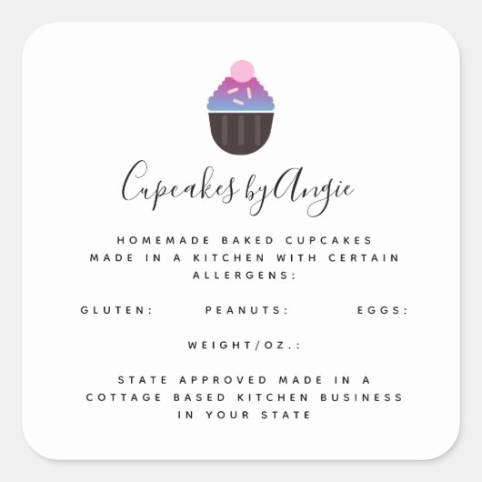 グラディエントカップケーキ食品営業広場ステッカー スクエアシール (正面)