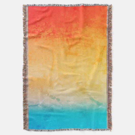 グラディエントグラデーションサンゴ赤面ベージュブルーぼやけソフト スローブランケット (正面縦)