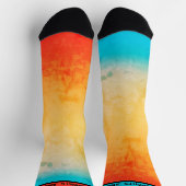 グラディエントグラデーションサンゴ赤面ベージュブルーぼやけソフト ソックス (上部)