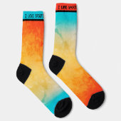 グラディエントグラデーションサンゴ赤面ベージュブルーぼやけソフト ソックス (右)