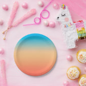 グラディエントグラデーションサンゴ赤面ベージュブルーぼやけソフト ペーパープレート (パーティー)