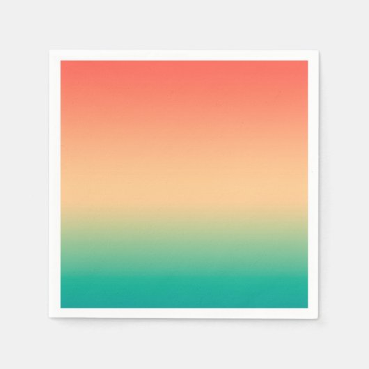 グラディエントグラデーションサンゴ赤面ベージュ緑ソフトブラー スタンダードカクテルナプキン (正面)