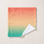 グラディエントグラデーションサンゴ赤面ベージュ緑ソフトブラー バスタオルセット (ウォッシュタオル)