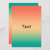 グラディエントグラデーションサンゴ赤面ベージュ緑ソフトブラー 招待状 (正面/裏面)