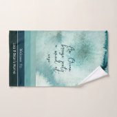 グラディエント灰色がかった緑のティール(緑がかった色)色のカスタム沿岸 ハンドタオル (ハンドタオル)