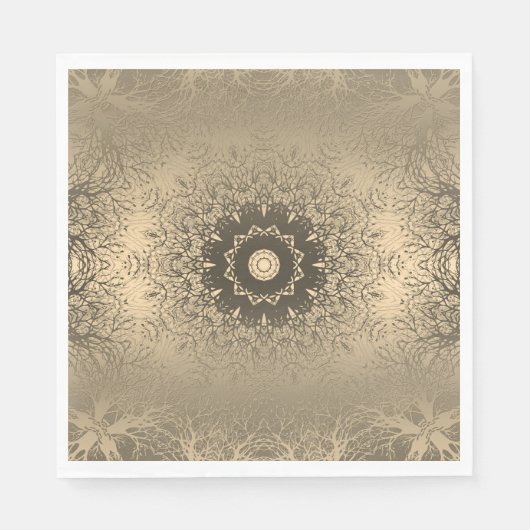 グラディエント茶色のブロンズのシルクのアラビア装飾デコール スタンダードランチョンナプキン (正面)