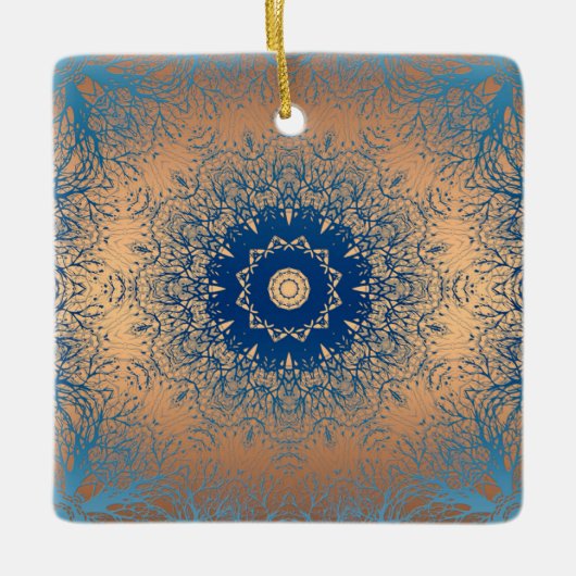 グラディエント茶色のブロンズのシルクのアラビア装飾デコール セラミックオーナメント (正面)