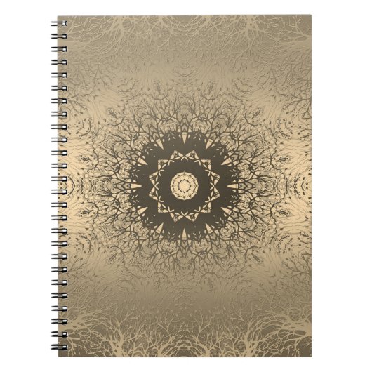 グラディエント茶色のブロンズのシルクのアラビア装飾デコール ノートブック (正面)