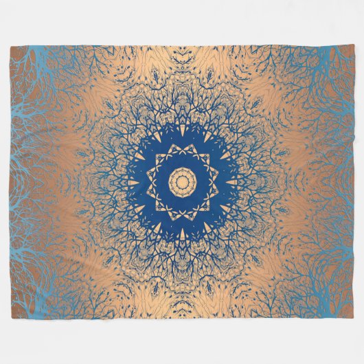 グラディエント茶色のブロンズのシルクのアラビア装飾デコール フリースブランケット (正面(横))