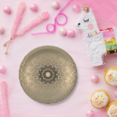 グラディエント茶色のブロンズのシルクのアラビア装飾デコール ペーパープレート (パーティー)