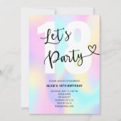 グラディエント虹の書道ハート誕生日 招待状 (正面)