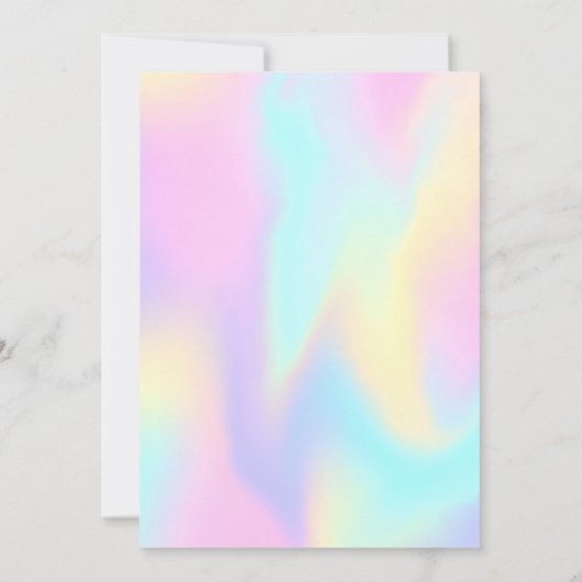 グラディエント虹の書道ハート誕生日 招待状 (裏面)