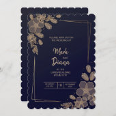 グラディエント・ゴールデン結婚・フローラの招待 招待状 (正面/裏面)