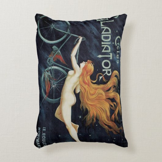 グラディエーターサイクル、ヴィンテージビクトリアンアールヌーボー アクセントクッション (正面(垂直))