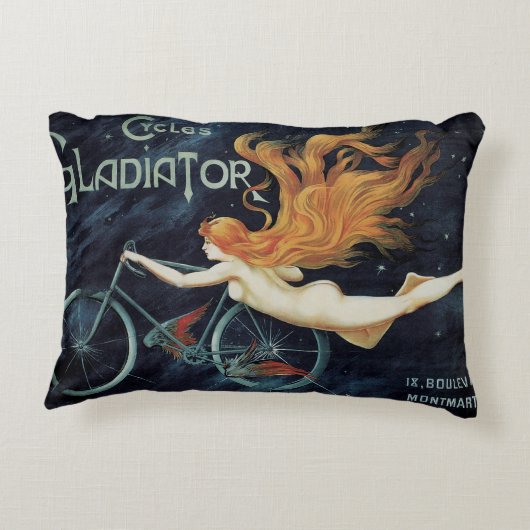 グラディエーターサイクル、ヴィンテージビクトリアンアールヌーボー アクセントクッション (裏面)