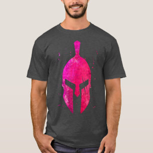 グラディエーターヘルメットシンボルピンクスパルタンガールトレーニング Tシャツ
